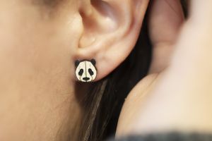 Dřevěné náušnice Panda Earrings Dřevěné náušnice Panda Earrings