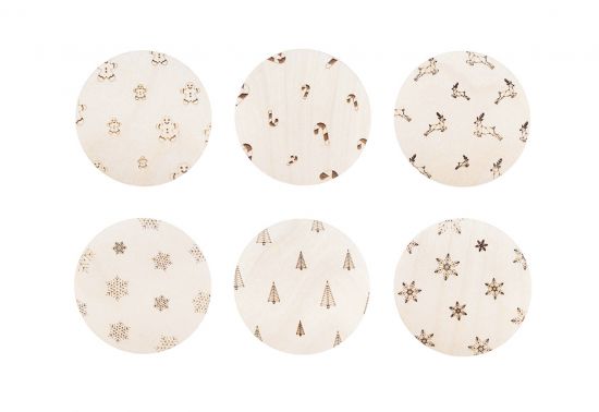 Dřevěné podložky Xmas Coasters Dřevěné podložky Xmas Coasters