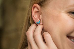Dřevěné náušnice Blue Cutebird Earrings Dřevěné náušnice Blue Cutebird Earrings