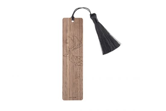 Dřevěná záložka do knihy s motivem jelena Deer Bookmark Dřevěná záložka do knihy s motivem jelena Deer Bookmark