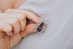 Dřevěná brož Ruměnice Dřevěná brož Ruměnice