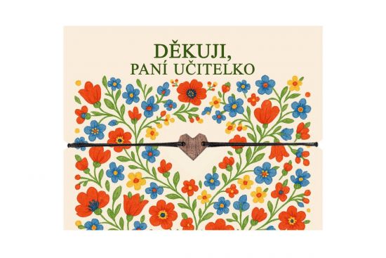Provázkový náramek "Děkuji paní učitelko" - Srdce Provázkový náramek "Děkuji paní učitelko" - Srdce