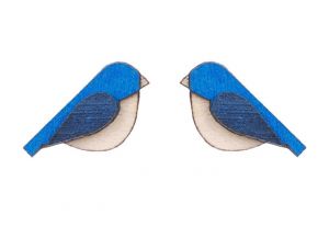 Dřevěné náušnice Blue Bird Earrings Dřevěné náušnice Blue Bird Earrings