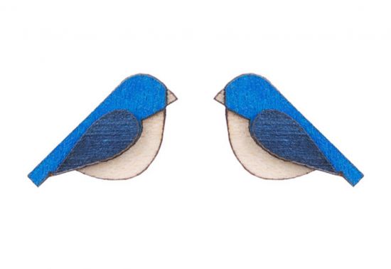 Dřevěné náušnice Blue Bird Earrings Dřevěné náušnice Blue Bird Earrings