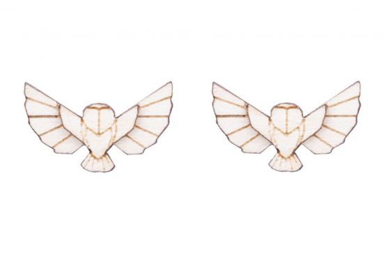 Dřevěné náušnice Snowy Owl Earrings Dřevěné náušnice Snowy Owl Earrings