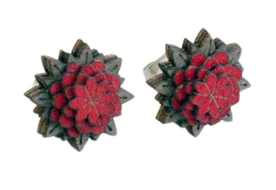 Dřevěné náušnice Red Flower Earrings Dřevěné náušnice Red Flower Earrings