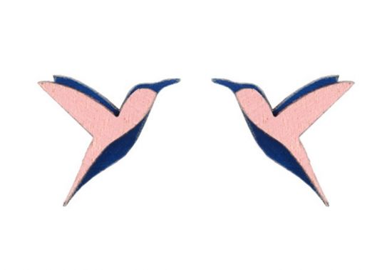 Dřevěné náušnice Pink Hummingbird Earrings Dřevěné náušnice Pink Hummingbird Earrings