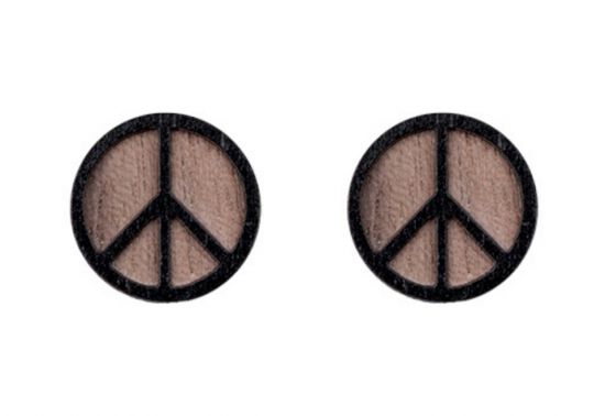 Dřevěné náušnice Peace Earrings Dřevěné náušnice Peace Earrings