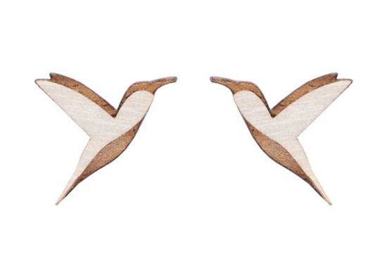 Dřevěné náušnice Natural Hummingbird Earrings Dřevěné náušnice Natural Hummingbird Earrings