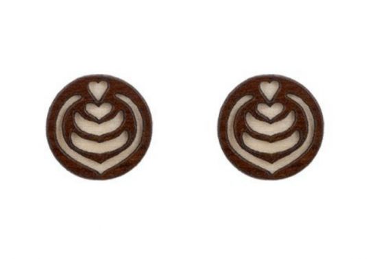 Dřevěné náušnice Latté Art Earrings Dřevěné náušnice Latté Art Earrings