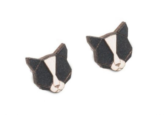 Dřevěné náušnice Black Cat Earrings Dřevěné náušnice Black Cat Earrings