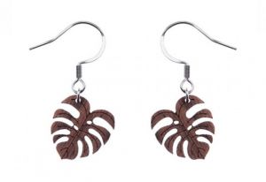 Dřevěné náušnice Monstera Earrings Dřevěné náušnice Monstera Earrings