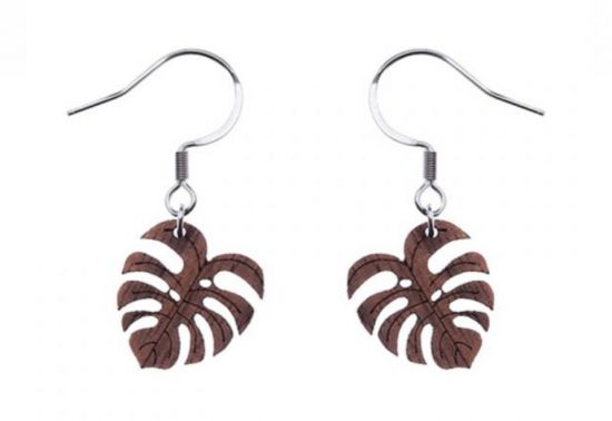 Dřevěné náušnice Monstera Earrings Dřevěné náušnice Monstera Earrings