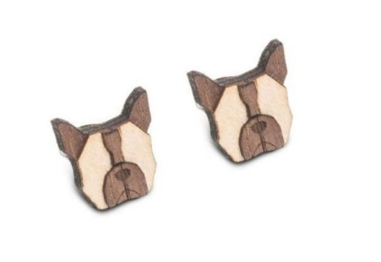 Dřevěné náušnice French Bulldog Earrings Dřevěné náušnice French Bulldog Earrings