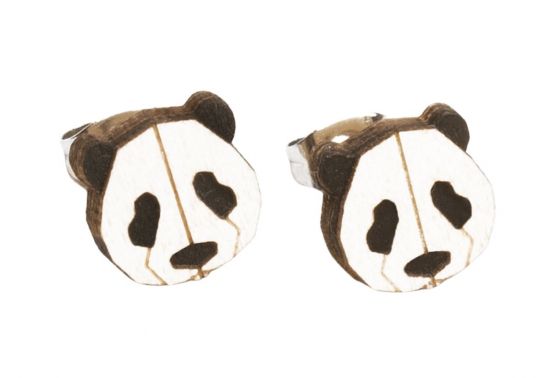 Dřevěné náušnice Panda Earrings Dřevěné náušnice Panda Earrings