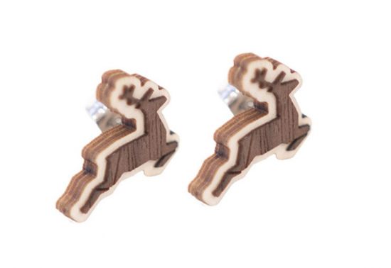 Dřevěné náušnice Deer Christmas Earrings Dřevěné náušnice Deer Christmas Earrings