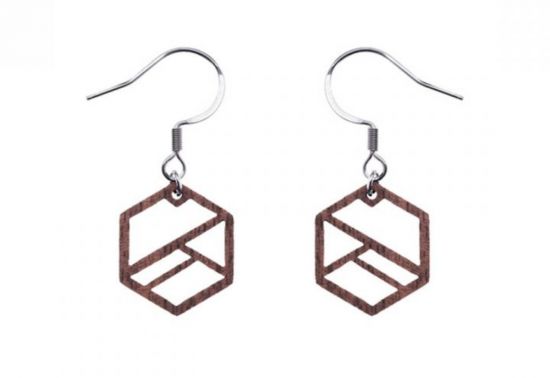 Dřevěné náušnice Hexaline Earrings Dřevěné náušnice Hexaline Earrings