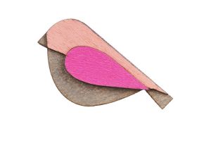 Dřevěná brož Pink Bird Brooch Dřevěná brož Pink Bird Brooch