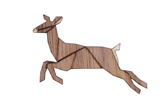 Dřevěná brož Jumping Doe Brooch Dřevěná brož Jumping Doe Brooch
