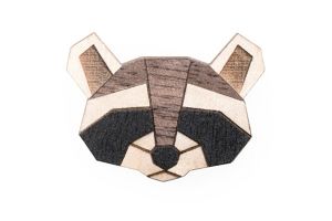 Dřevěná brož Raccoon Brooch Dřevěná brož Raccoon Brooch