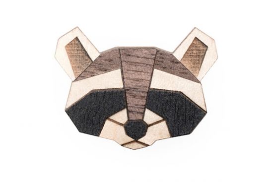 Dřevěná brož Raccoon Brooch Dřevěná brož Raccoon Brooch