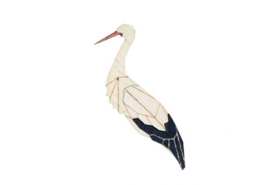 Dřevěná brož Stork Brooch Dřevěná brož Stork Brooch