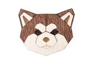 Dřevěná brož Akita Inu Brooch