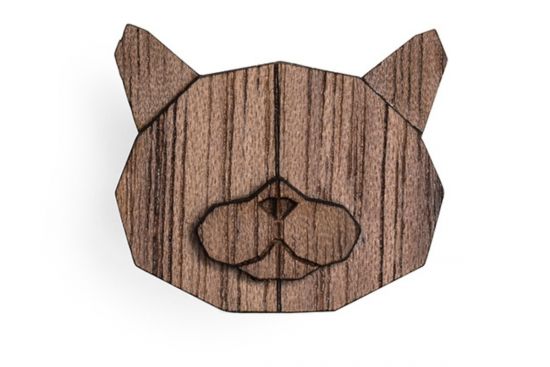Dřevěná brož British Cat Brooch Dřevěná brož British Cat Brooch