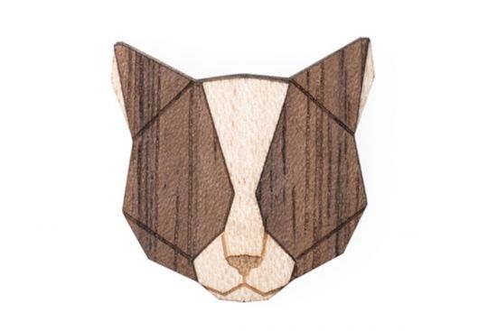 Dřevěná brož Grey Cat Brooch Dřevěná brož Grey Cat Brooch