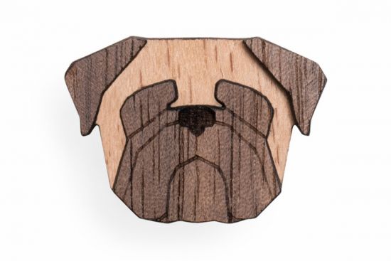 Dřevěná brož Pug Brooch Dřevěná brož Pug Brooch