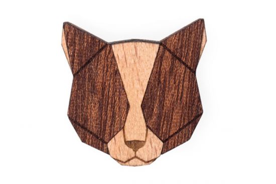 Dřevěná brož Red Cat Brooch Dřevěná brož Red Cat Brooch