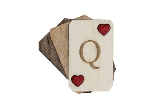 Dřevěná brož Queen of Hearts Brooch Dřevěná brož Queen of Hearts Brooch