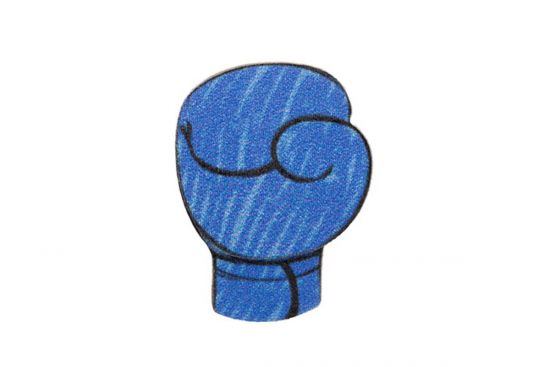 Dřevěná brož Modrá boxerská rukavice Dřevěná brož Modrá boxerská rukavice