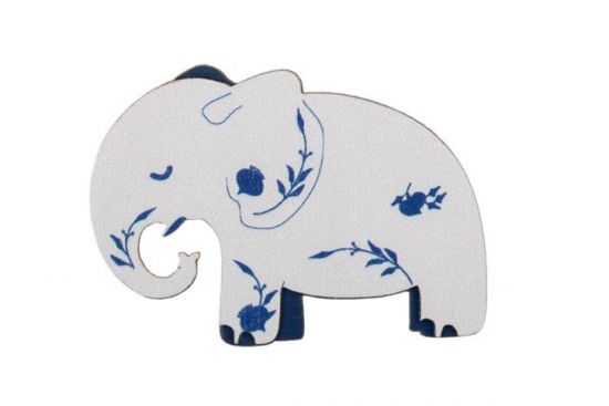 Dřevěná brož Slon v Porcelánu Dřevěná brož Slon v Porcelánu