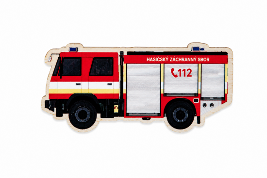 Dřevěná magnetka hasičské auto Tatra